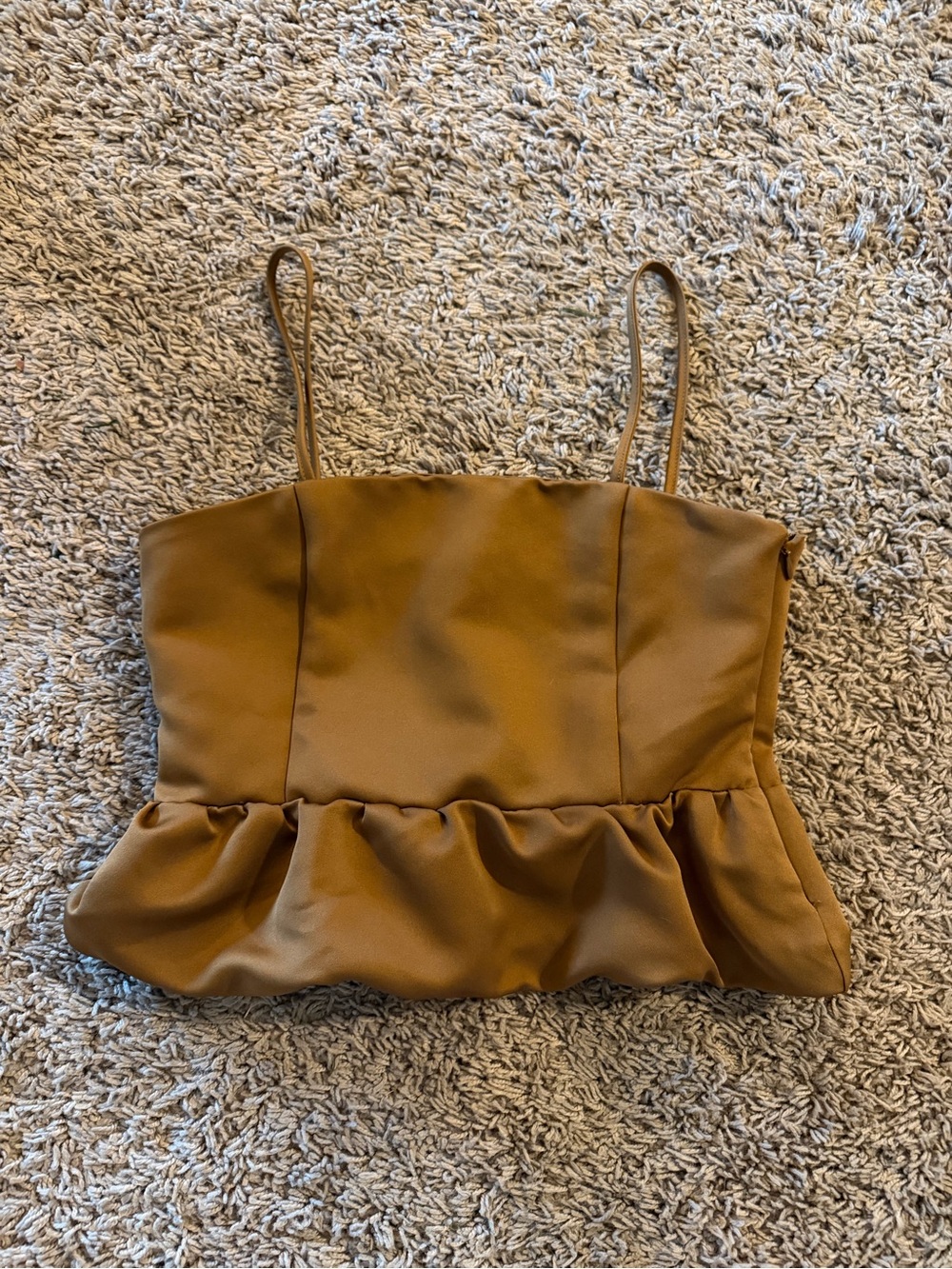 H&M Tan Peplum Spaghetti Strap Camisole